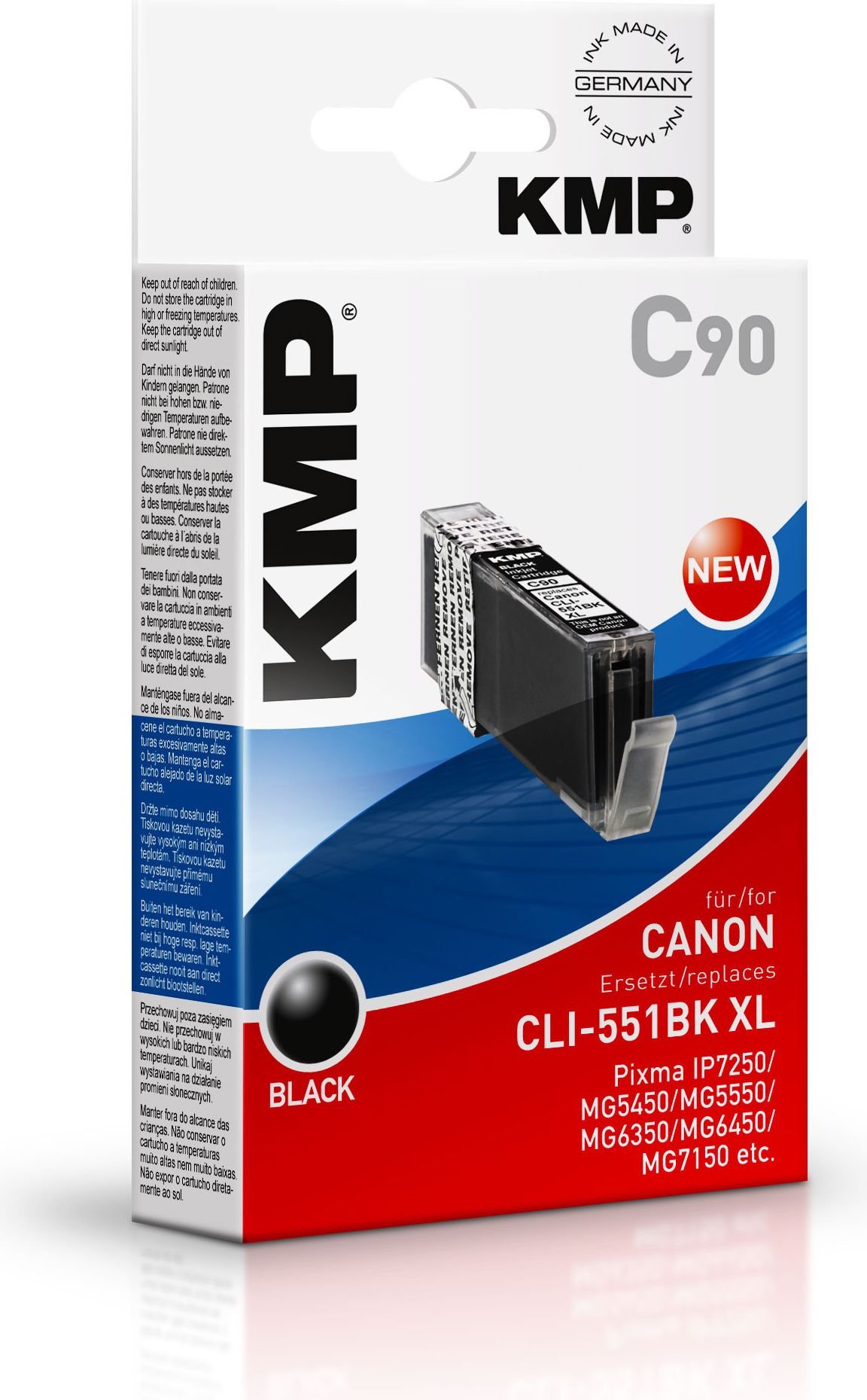 Cartuș de cerneală KMP C90 Cerneală neagră pentru Canon CLI-551 BK XL (1520.0001)