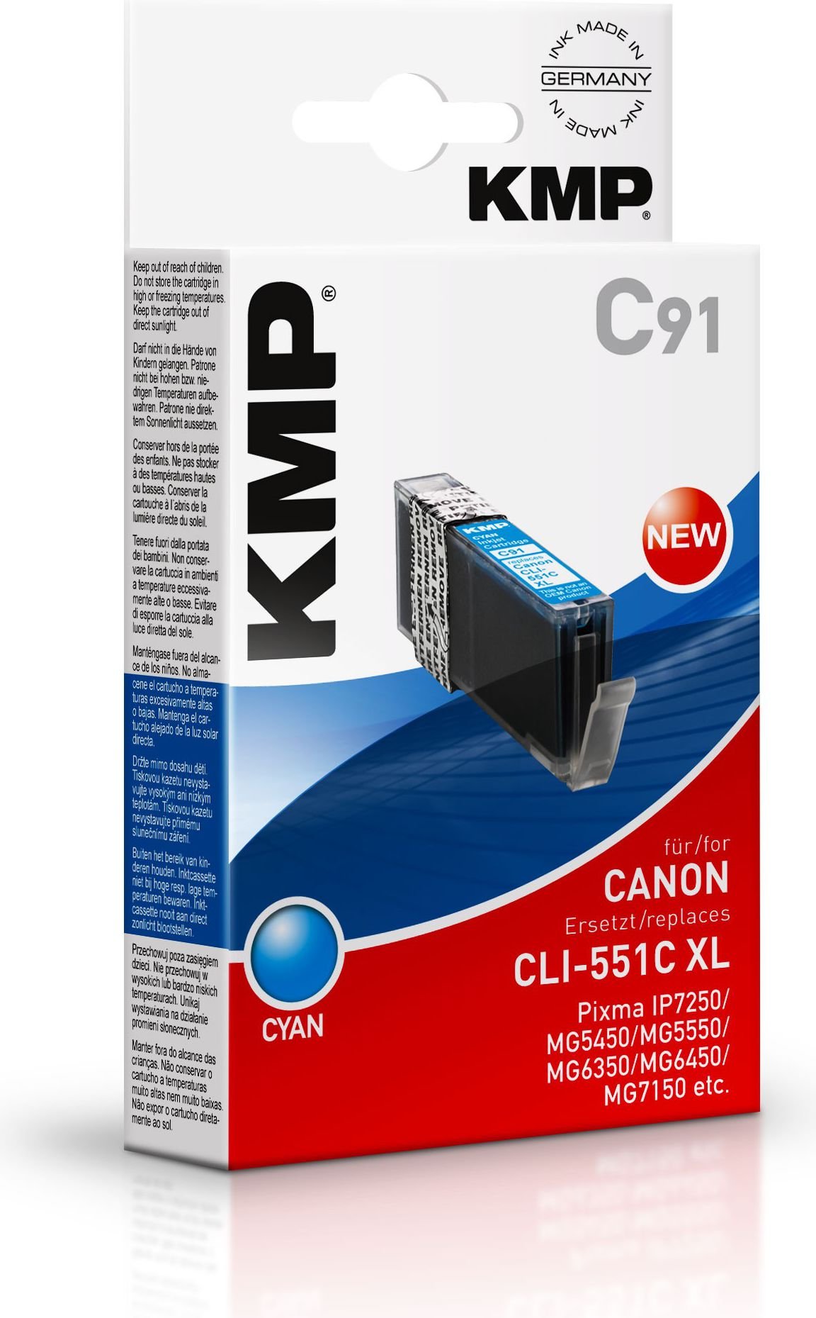 Cartuș de cerneală KMP C91 Cerneală cyan pentru Canon CLI-551 C XL (1519.0003)