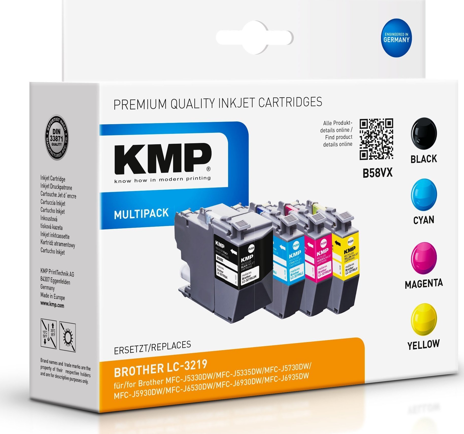 Cerneală KMP KMP B58VX Promo Pack BK/C/MY/Y comp. cu Brother LC-3219VALDR