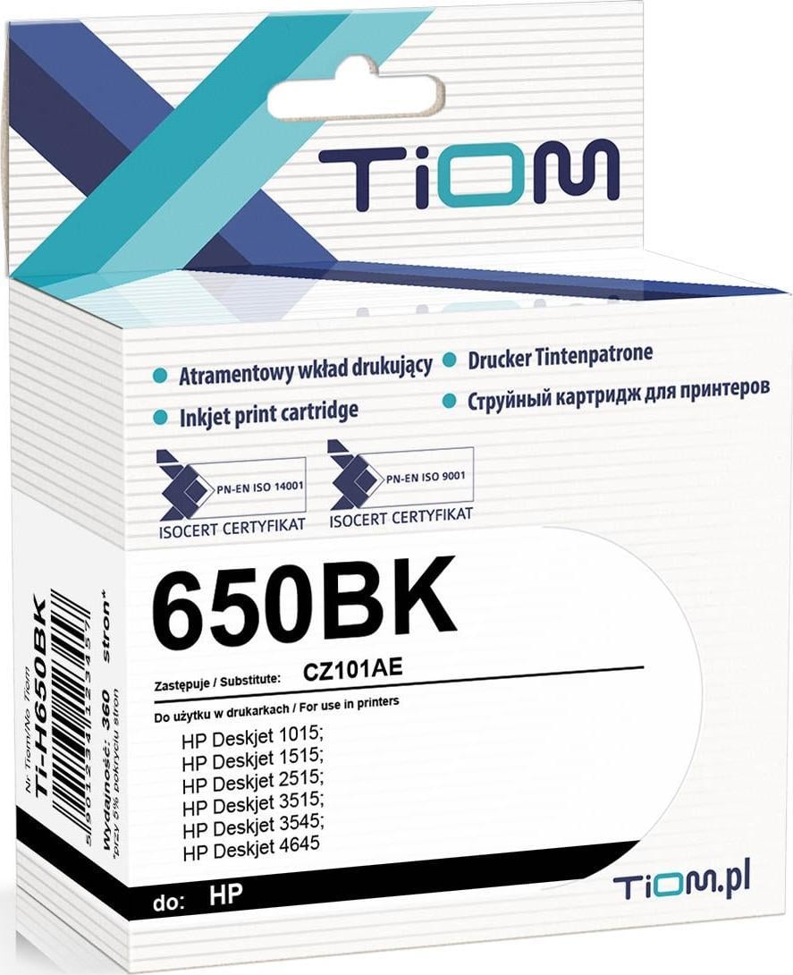 Tiom Ink Tiom Ink pentru HP 650BK | CZ101AE | 14 ml | negru