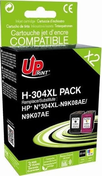 Cerneală/cerneală compatibilă UPrint cu N9K08AE+N9K07AE, HP 304XL, negru/culoare, 700/400s, 20/18ml, H-304XL BK/CL PACK, pentru HP DeskJet 262