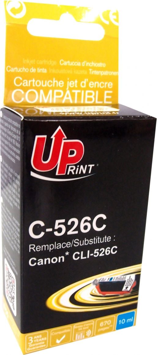 Cartus de cerneala UPRINT CLI526 CANON, cu chip, Cyan