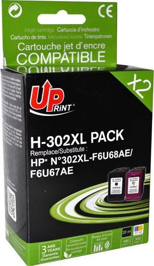 Cerneală UPrint Cerneală/cerneală compatibilă UPrint cu F6U68AE, F6U67AE, HP 302XL, negru+culoare, 600+400s, 20+18ml, H-302XL BK/CL PACK, pentru HP OJ 3830,38