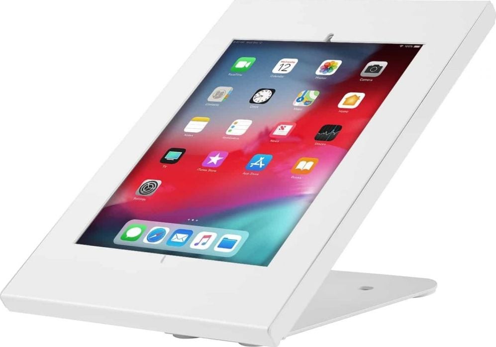 Suport si docking tablete - Suport pentru tableta cu blocada, pentru IPad, IPad Air, IPad Pro, Samsung Galaxy Tab A (2019), Maclean MC-909W, alb