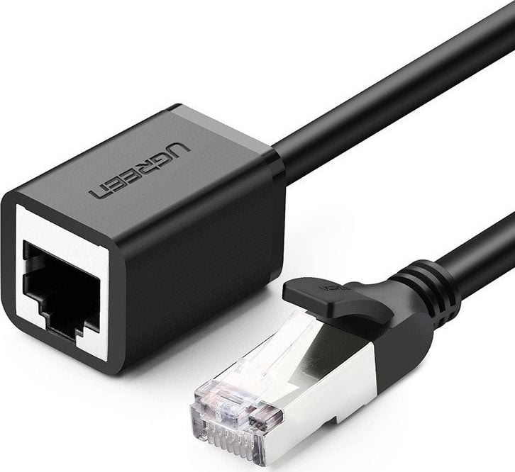 Cablu de rețea Ugreen UGREEN extensie Ethernet RJ45, cat. 6, FTP, cu mufă metalică 1m, (negru)