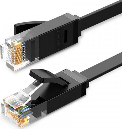 Cablu de retea Ugreen Flat Ethernet RJ45 Cat.6 UTP 15m negru