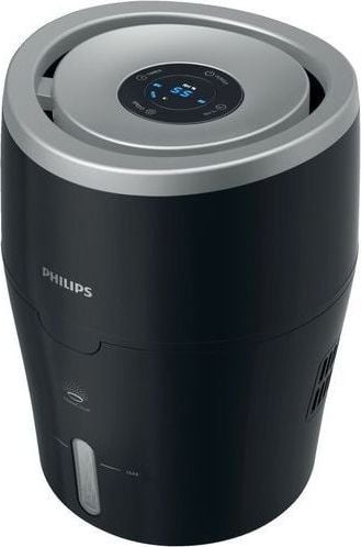 Umidificatoare - Umidificator de aer Philips HU4813/10, Tehnologie NanoCloud, Rezervor 2l, Acoperire 44mp, Umidificare 300 ml/h, Led, Negru