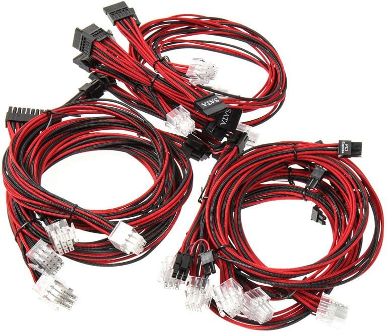 Un set de cabluri de alimentare, negru si rosu - SF-1000CS-BKRD