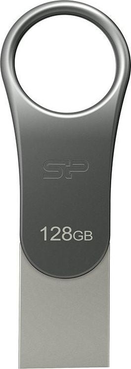 Un stick Silicon Power Mobile SP128GBUC3C80V1S (128GB, USB 3.1, USB tip A USB-C de argint)