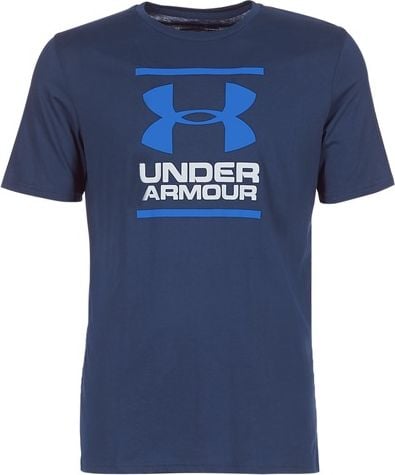 Under Armour, Tricou lejer cu imprimeu logo, pentru fitness Foundation, Bleumarin inchis, S