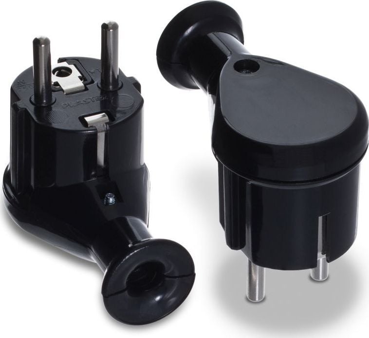 UNGHI DE PLUG UNI-SCHUKO demontabilă, 2P + 16A 250V NEGRU