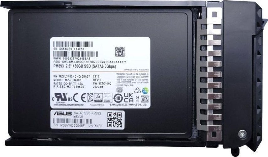 Unitate server Asus SSD Asus Enterprise PM893 480 GB SATA3 2,5` 7 mm/Samsung (tavă HDD nouă de 3,5` fără instrumente)