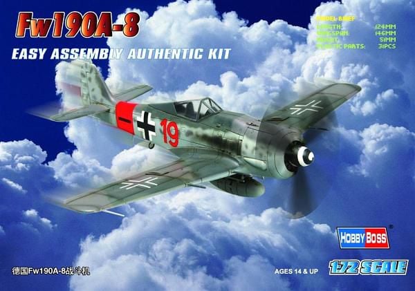 Macheta aeromodele Hobby Boss Focke Wulf FW 190 A-8 easy assembly kit 1:72 HOBBY 80244