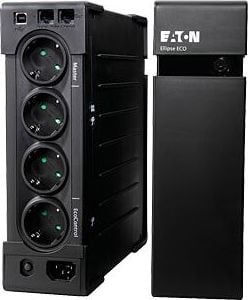 UPS Eaton Ellipse ECO 500 DIN, topologie Offline, 500 VA, 300 W, intrare IEC-C14, 4 iesiri Schuko, protectie linii de date RJ11 si RJ45