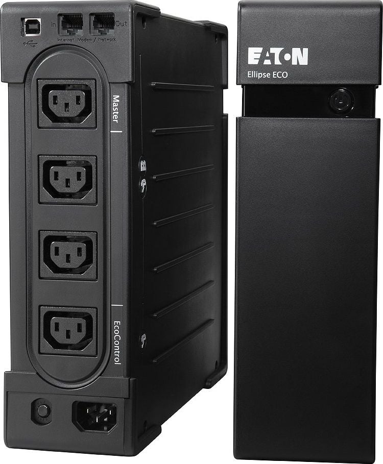 UPS Eaton Ellipse ECO 500 IEC, topologie Offline, 500 VA, 300 W, intrare IEC-C14, 4 iesiri IEC-C13, protectie linii de date RJ11 si RJ45