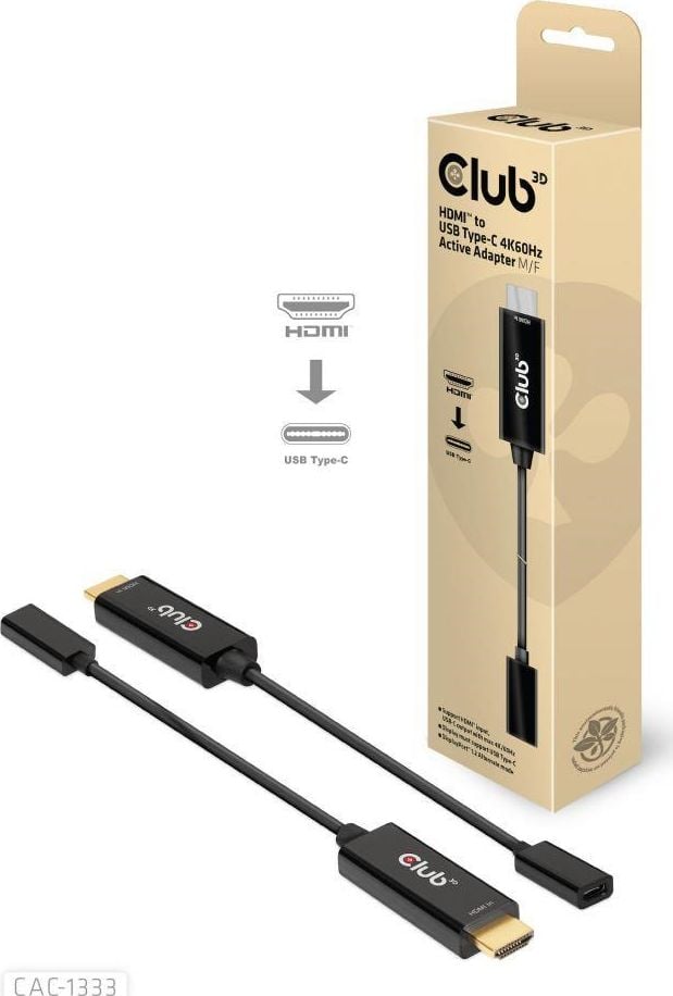 USB Club 3D CAC-1333 USB-C - Adaptor HDMI Negru (500706)