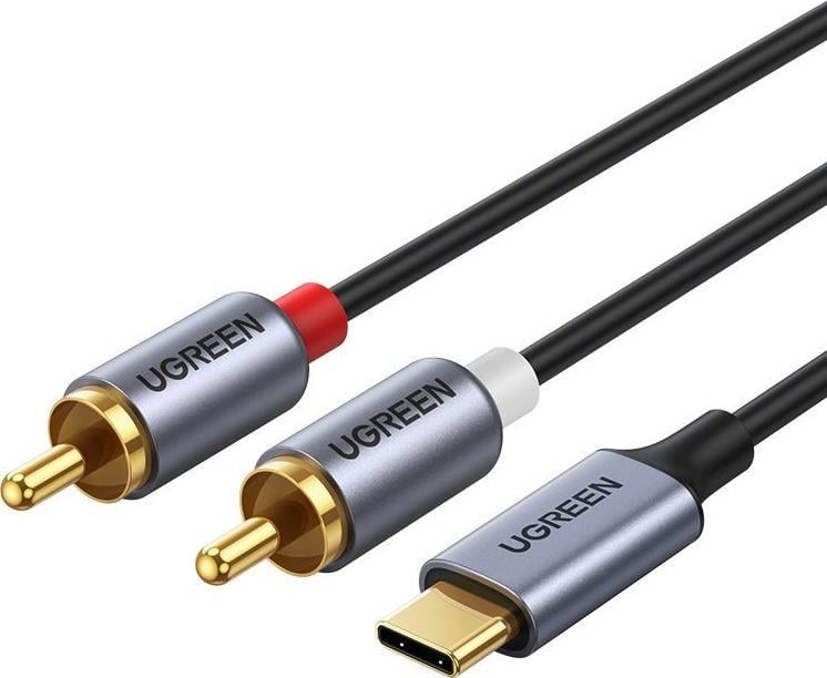 USB tip C (mascul) - cablu audio 2RCA (mascul), Ugreen, Gri, 1.5m