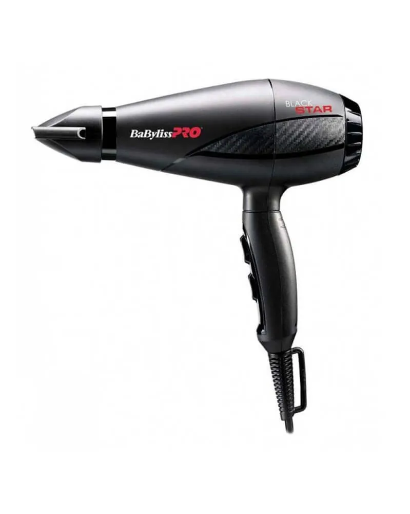 Uscator de par ionic Babyliss Pro Black Star BAB6250IE, 2200W, 3 trepte de viteza si temperatura, Concentrator, Negru