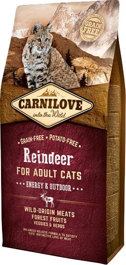 Hrana uscata pentru pisici Carnilove, Energy & Outdoor, Ren, 6 Kg