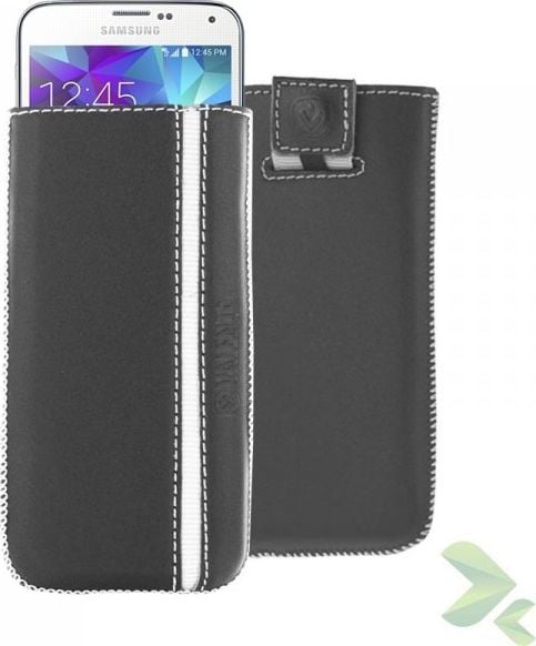 Valenta Valenta Pocket Stripe - Husă glisantă din piele pentru Samsung Galaxy S5, Sony Xperia Z și multe altele (negru)