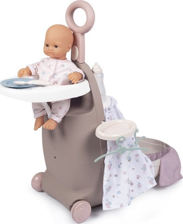 Valiza multifunctionala pentru papusi Smoby Baby Nurse 3 in 1 maro