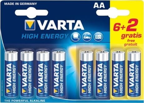 Baterii Alcaline Varta Helps Longlife Power, AA, 6 + 2 buc