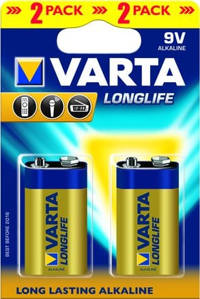 Baterii Alcaline VARTA Longlife 9V, 2 buc