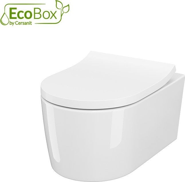 Vas de toaleta Cersanit SET B252 Inverto Stream-on suspendat pe perete + scaun toaleta subtire (S701-432-ECO)