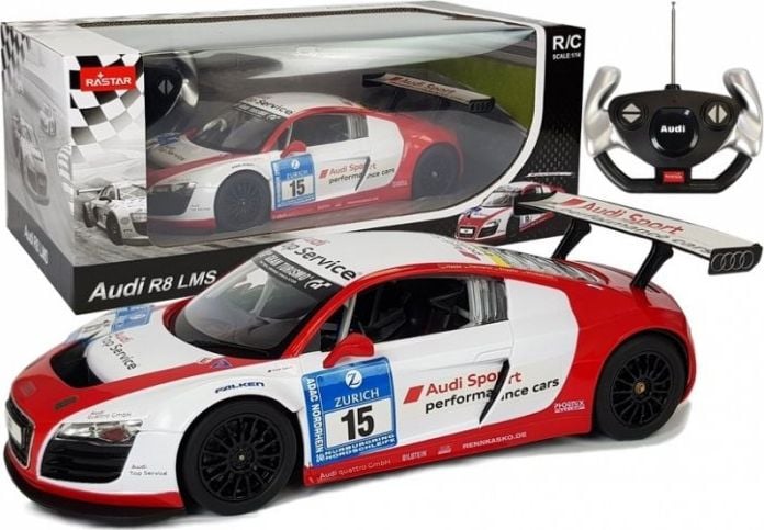 Vehicul Auto R/C Audi R8 cu telecomanda, LeanToys, Plastic, 6 ani+, Rosu