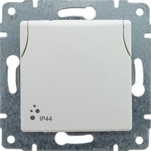 Vena ermetic singur soclu de împământare 16A 250V IP44 clapă albă (510439)