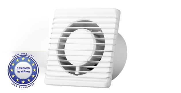 Ventilator baie AIRROXY, model PLANET ENERGY Ø 100 HS, Super Silent, Senzor de umiditate si Timer, Alb