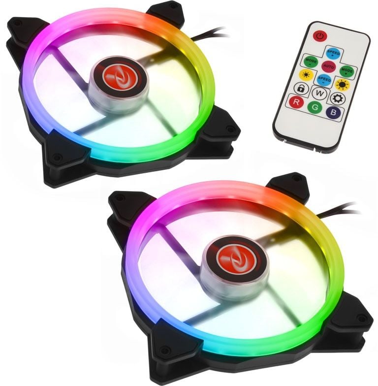 `Ventilator Raijintek IRIS 14 Rainbow RGB LED with Controller, 2 Pack