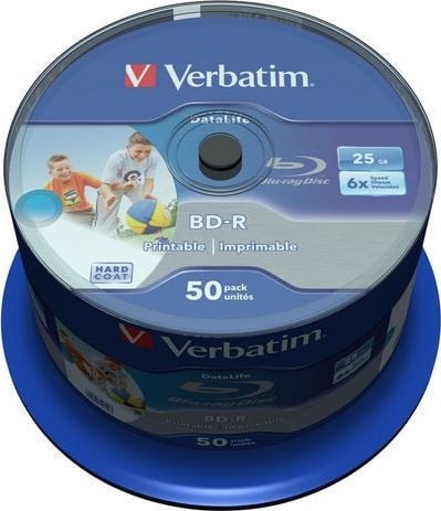 Medii de stocare si suporturi - Verbatim BD-R 25GB 6x Printable 50p Cb Datalife 43812