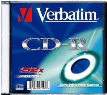 Medii de stocare verbatim CD-R / 200 / Slim 700MB 52x Extra Protejat 43347