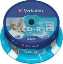 CD-R Verbatim 52x 700MB (calup 25) Wide Printable