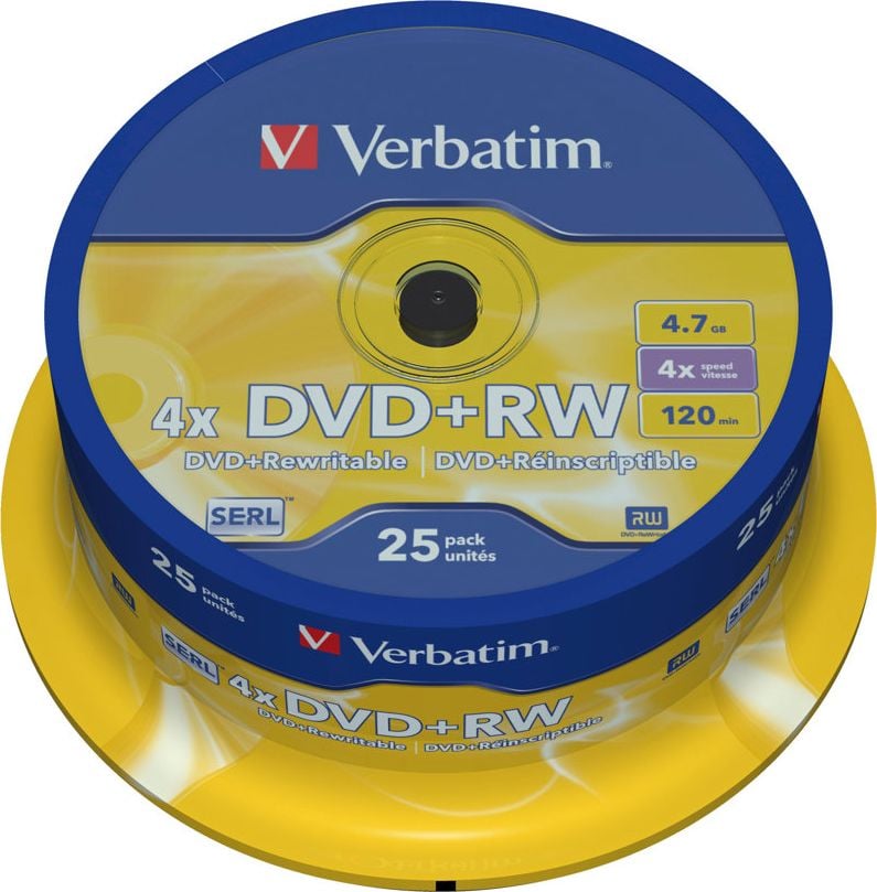 Medii de stocare si suporturi - Verbatim DVD+RW 4,7 GB 4x 25 buc (43489)