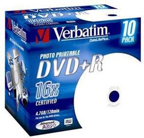Medii de stocare si suporturi - Medii de stocare verbatim DVD + R Inkjet Wide ID Printable Brand