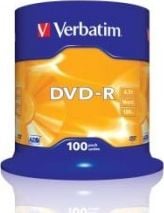 Medii de stocare si suporturi - DVD-R Verbatim 16x 4.7GB (Cake 100) Silver Matt