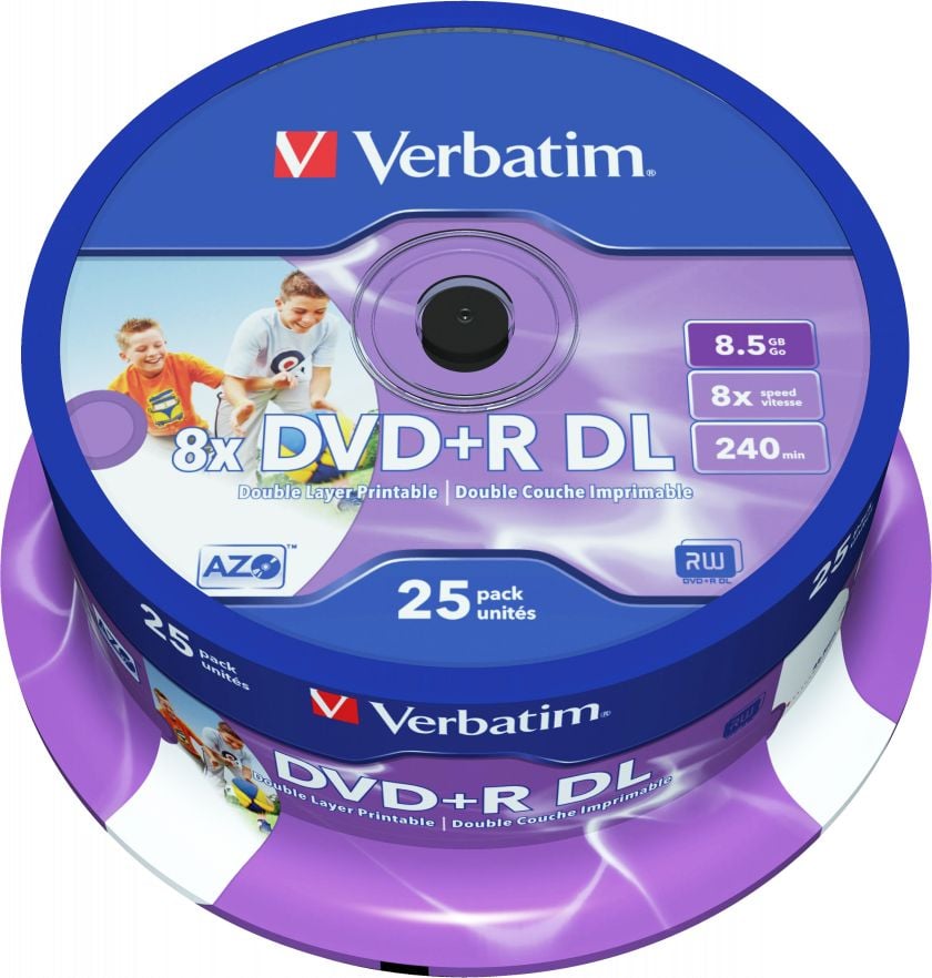 Medii de stocare si suporturi - Medii de stocare verbatim DVD + R Double Layer printabile 8x