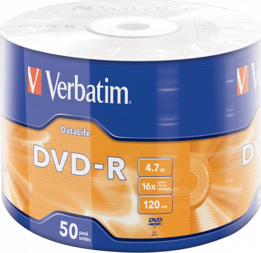 Verbatim DVD-R VERBATIM 4,7 GB X16 DATALIFE MATT SILVER WRAP (50 SPINDLE) - 43791