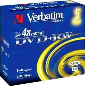 Verbatim DVD+RW 4,7 GB 4x 5 buc (43229)