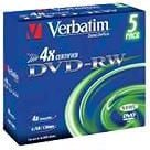 Medii de stocare si suporturi - Medii de stocare verbatim DVD-RW / 5 / 4x 4.7GB Slim avansat SERL 43285