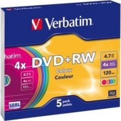 Medii de stocare verbatim DVD + RW 4.7GB 4x 5P Culoare -43,297
