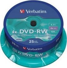 Verbatim DVD-RW 4.7GB 4x 25p Cb Matt Silver 43639