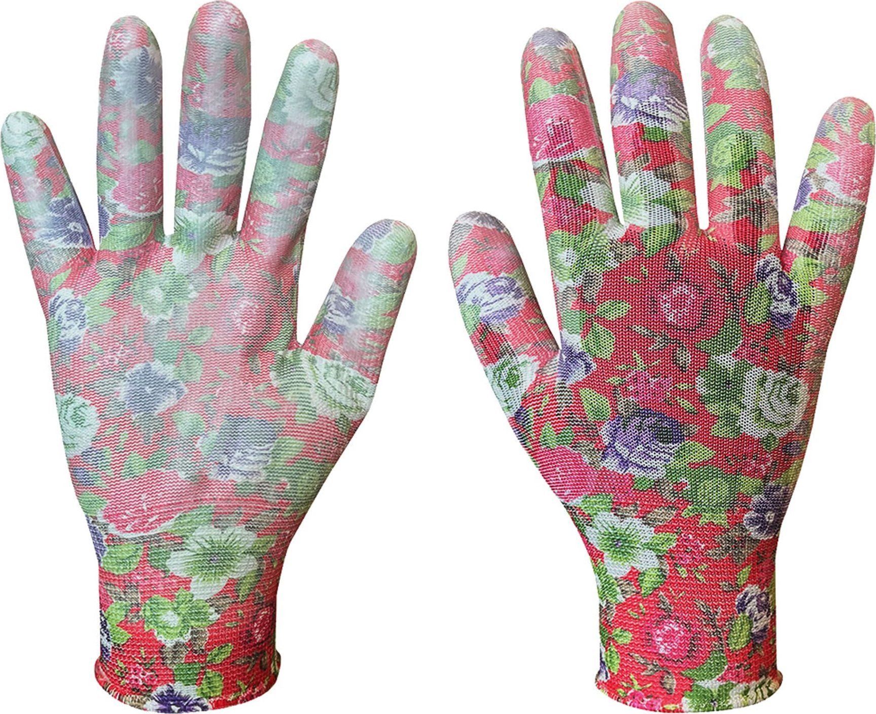 Verto Rękawice ogrodowe (Rękawice ogrodowe pokryte PU, wzór róże, rozmiar 7`)