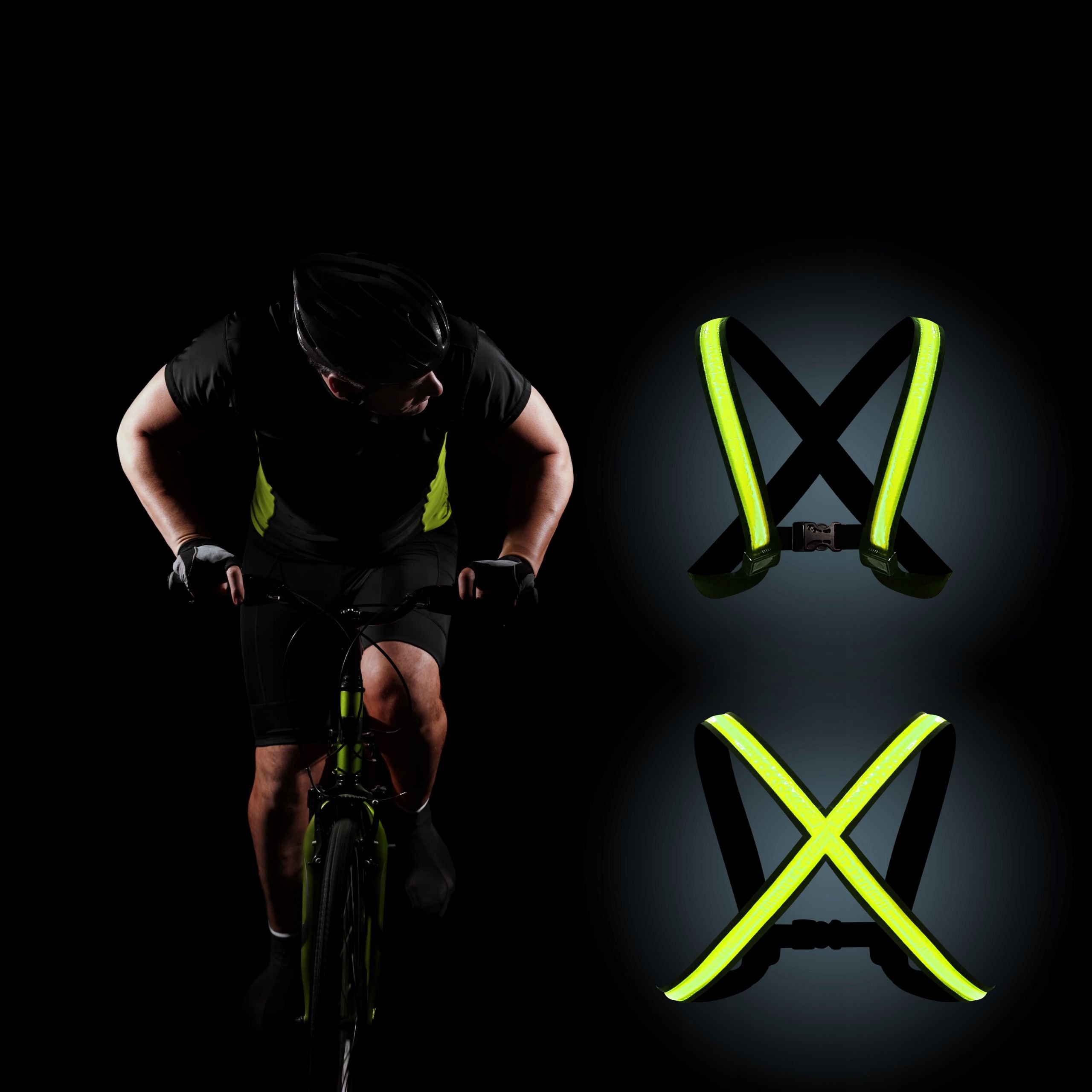 Vesta reflectorizanta EasyPix StreetGlow, pentru ciclism, alergare, cu semnalizare LED, pentru activitati in aer liber, marimea L/XL, Verde