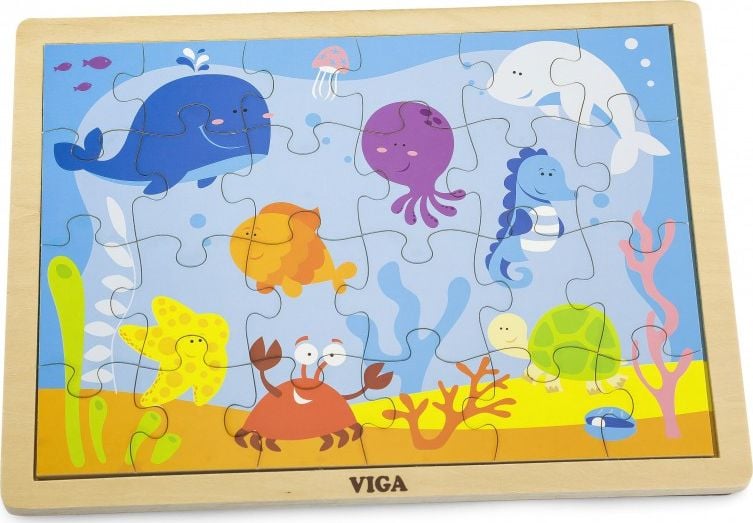 VIGA Drewniane Puzzle Ocean 24 Elementy