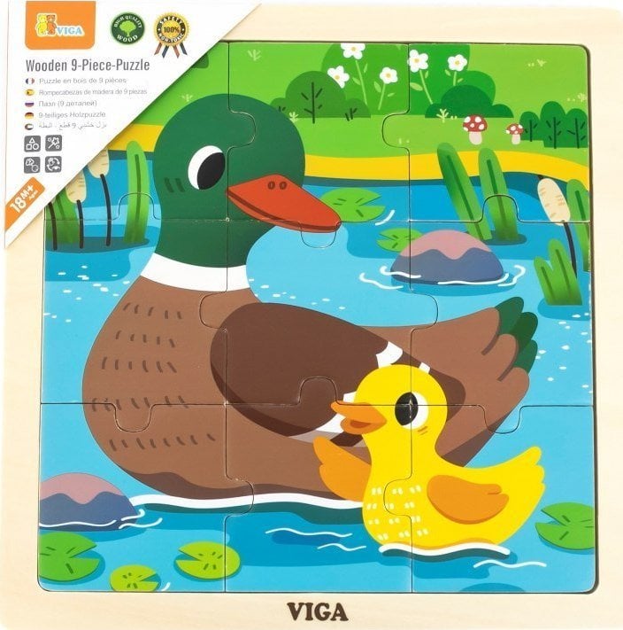 Viga Toys VIGA Handy Wooden Puzzle Ducks 9 elemente