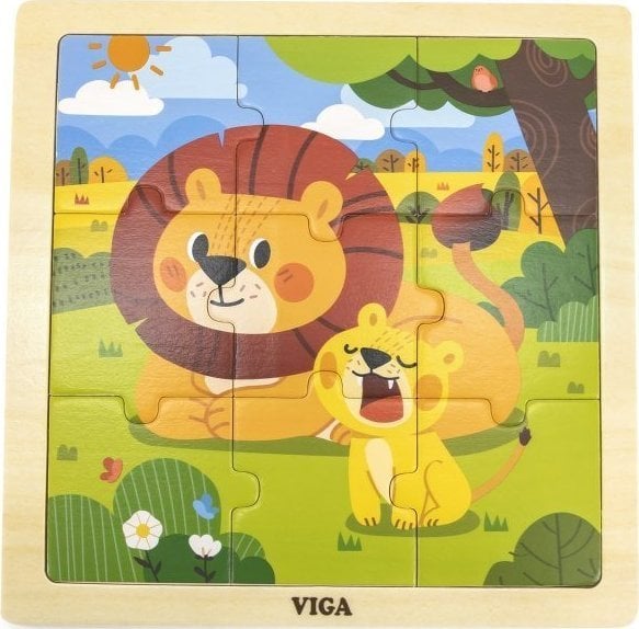 Viga Toys VIGA Handy Wooden Puzzle Lions 9 elemente