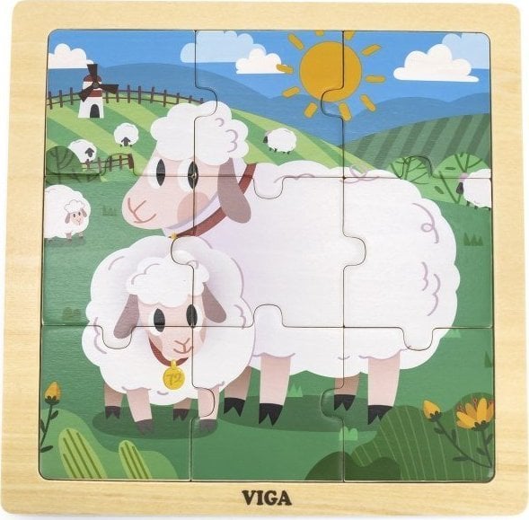 Viga Toys VIGA Poręczne Drewniane Puzzle Owieczki 9 elementów
